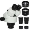 Mikroskop Trinokular Stereo Mikroskop Hlava 3X-90X Super Widefield 10X20MM Barlow Lens Stojan (White)